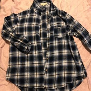 Blue and white plaid top